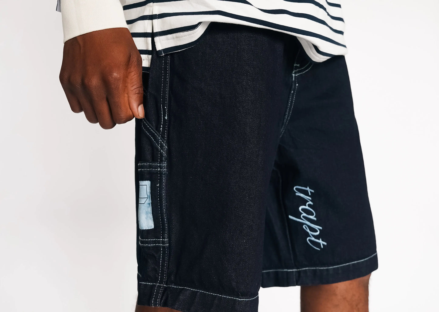 Trapt Denim Stitched Shorts TRVPTCLOTHING